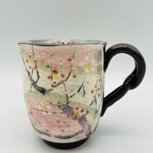 Kiyomizu ware Mug Hana Kururi Handcraft Plum Blossom Sakura Kyoto Japan